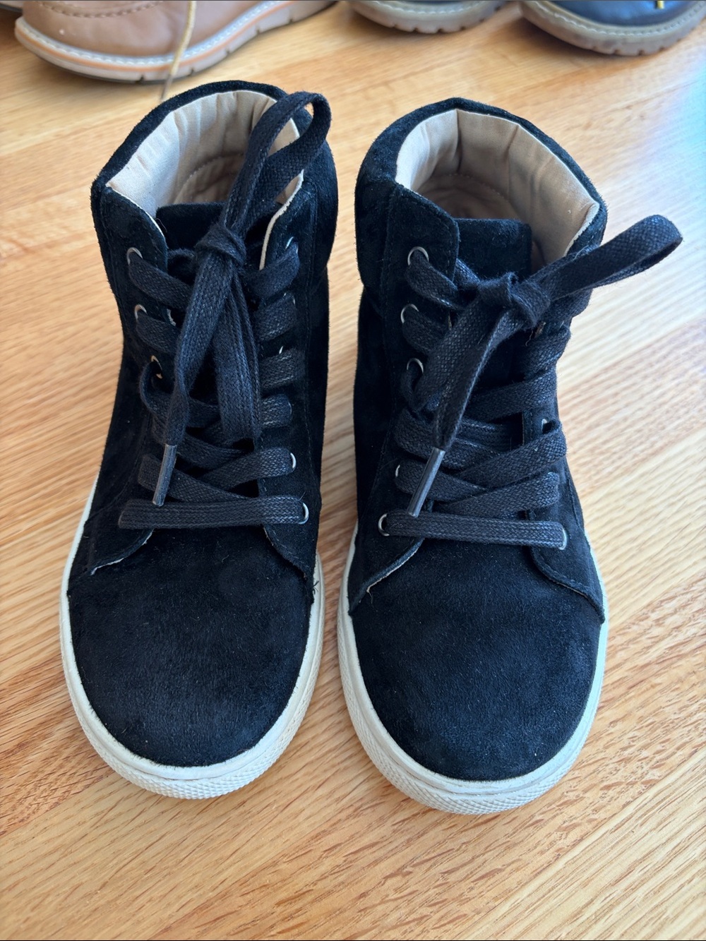 Janie and Jack Black Suede High-Top Sneakers